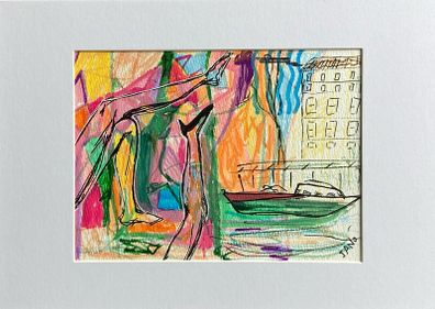Original art original Art Boat painting SALE