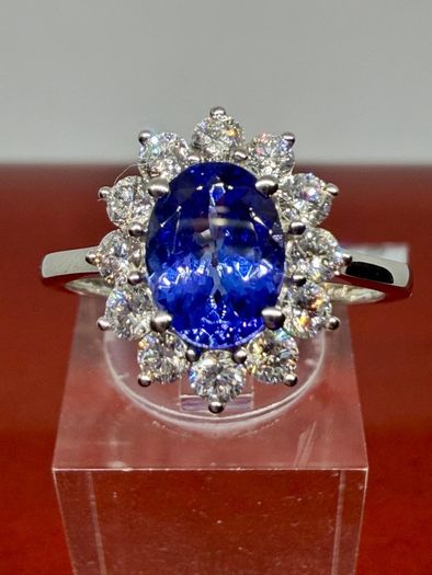 Diamond 950 Platinum AAA Tanzanite & Lab Grown Diamond