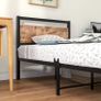 3ft Single Size Metal Platform Bed Frame with Wooden Headboard and Footboard Image 3