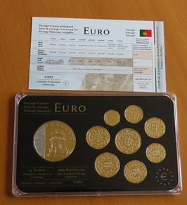 Portugal euro coins set 24k Gold plated & Rhodium gilt Portuguese medal limited edition