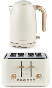 Salter Pebble Kettle & 4-Slice Toaster Set