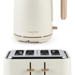 Salter Pebble Kettle & 4-Slice Toaster Set