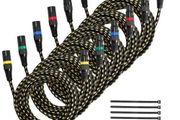 XLR Cable 7.62 m, 6 Pack, Shielded Balanced DMX Male to Female Microphone Cables, Gold-Plated 3-Pin XLR Mic Speaker Cord Wires, for Stage Lighting, Microphones, Amplifier, Mixer, Speaker Systems