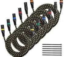 XLR Cable 7.62 m, 6 Pack, Shielded Balanced DMX Male to Female Microphone Cables, Gold-Plated 3-Pin XLR Mic Speaker Cord Wires, for Stage Lighting, Microphones, Amplifier, Mixer, Speaker Systems