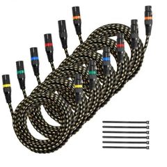 XLR Cable 7.62 m, 6 Pack, Shielded Balanced DMX Male to Female Microphone Cables, Gold-Plated 3-Pin XLR Mic Speaker Cord Wires, for Stage Lighting, Microphones, Amplifier, Mixer, Speaker Systems