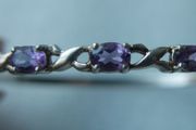 Vintage 925 Sterling Silver and Amethyst Bangle