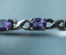 Vintage 925 Sterling Silver and Amethyst Bangle