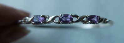 Vintage 925 Sterling Silver and Amethyst Bangle