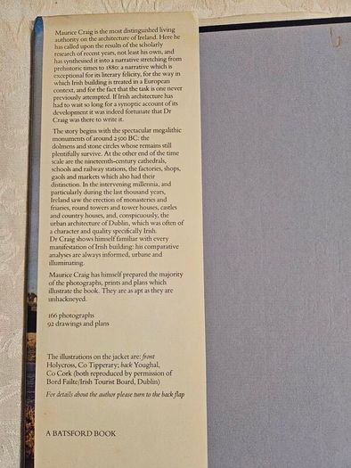 The Architecture Of Ireland.  From The Earliest Times To1880. First Edition Hardback With Dustjacket In Good Condition.  See Photos For Same.