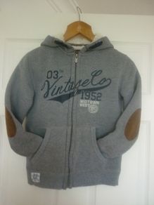 Boys Grey hoodie - white fur lined size 8 - 9 years
