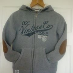 Boys Grey hoodie - white fur lined size 8 - 9 years