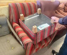Red Stripey Armchair and foot rest