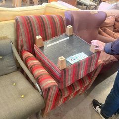 Red Stripey Armchair and foot rest