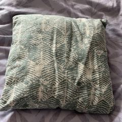 4 white and duck egg blue cushions