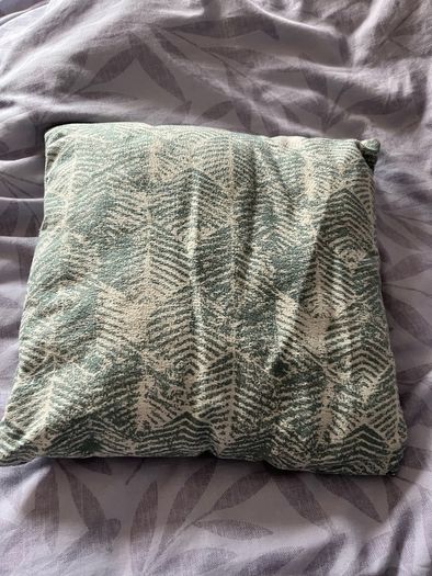 4 white and duck egg blue cushions