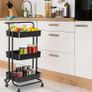 3 Tier Storage Trolley on Wheels Cart Kitchen Utility Rolling Rack Tray Shelf for Kitchen Bathroom Laundry and Office (Black) Image 6