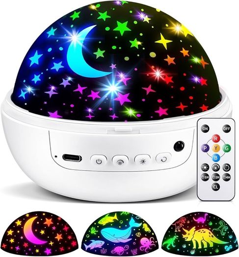 Sensory Star Projector Night Light for Babies & Kids, 93 Light Modes, Dimmable + Timer + Remote, 360 Rotation, Perfect Baby Girl & Boy Gift