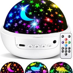 Sensory Star Projector Night Light for Babies & Kids, 93 Light Modes, Dimmable + Timer + Remote, 360 Rotation, Perfect Baby Girl & Boy Gift