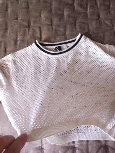 White Cropped Top with holes size Small