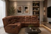 Brown Recliner L corner sofa/couch