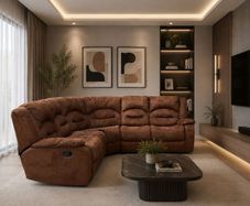Brown Recliner L corner sofa/couch