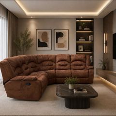 Brown Recliner L corner sofa/couch
