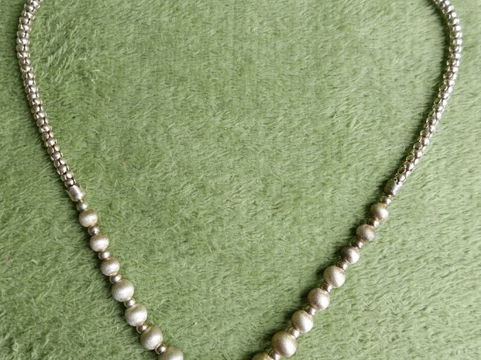 Vintage, Women's Sterling Silver 925 Bead Necklace. length 18,5" - 23,9g