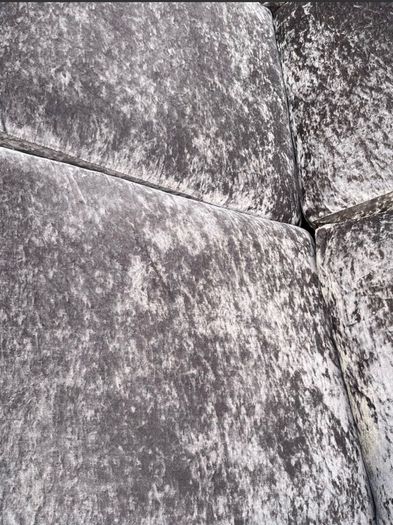 Grey velvet corner L shaped sofa