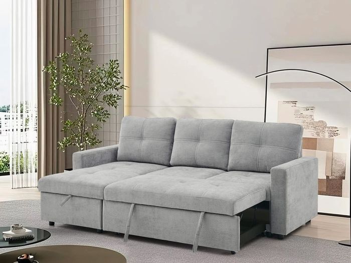 Lilly Reversible Corner Beige & Grey Sofa Bed