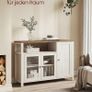Sideboard Kitchen Cabinet Storage Cabinet with 3 Doors for Living Room Kitchen Dining Room 33 x 110 x 75 cm Country House Style Honey Brown Vintage White Image 3