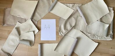 Bundle of white leather pieces