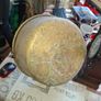 Large Antique Brass Cauldron Jam Pan with Iron Handle and Copper Rivets Image 3