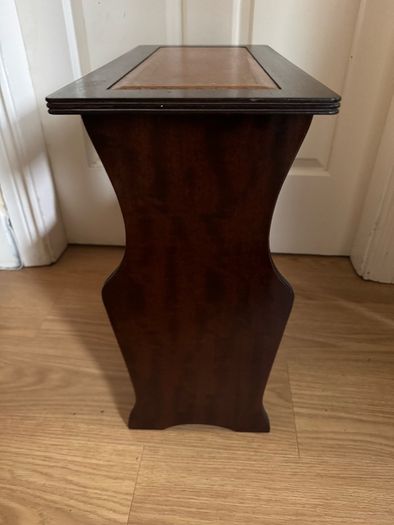 Vintage Mahogany Magazine Rack Table with Leather Top