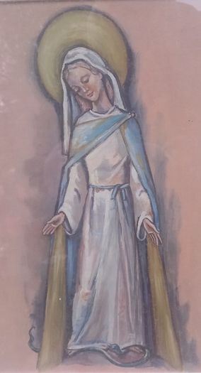 Framed painting of Our Lady. Lovely condition, D18
