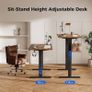 Electric Standing Desk, 140 x 60 cm Height Adjustable Sit Stand Desks with Splice Board and Memory Smart Pannel, Home Office Desk, Brown Image 3