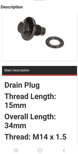 Engine Oil Sump Drain Plug Bung with Seal