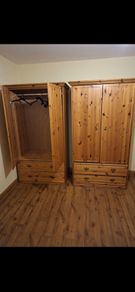 Two large pine wardrobes