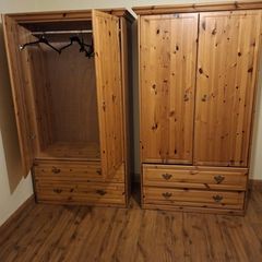 Two large pine wardrobes
