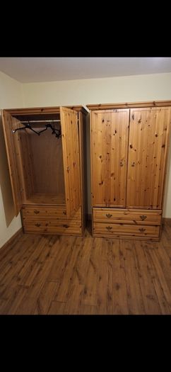 Two large pine wardrobes