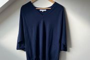 Gerard Darel Navy Blue Wool Cashmere V Neck Cape Poncho Sweater Size 3