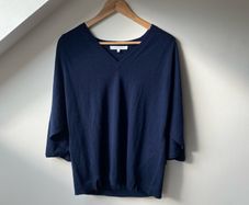 Gerard Darel Navy Blue Wool Cashmere V Neck Cape Poncho Sweater Size 3