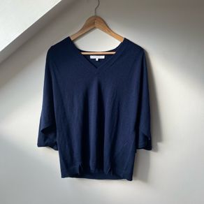 Gerard Darel Navy Blue Wool Cashmere V Neck Cape Poncho Sweater Size 3