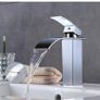 Waterfall Bathroom Taps, Bathroom Sink Monoblock Mixer Faucet Chrome(UK Standard) Basin Cold & Hot Water Chrome Plated Brass Tap Image 2