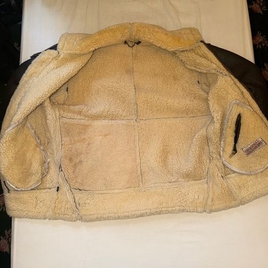 Vintage Brown Leather Shearling Aviator Jacket
