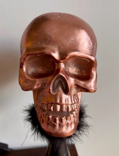 Rose Gold Skull on Pedestal Halloween Centrepiece