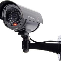 Outdoor Indoor Fake Dummy Imitation CCTV Security Camera with Blinking Flashing Light Bullet Shape Black