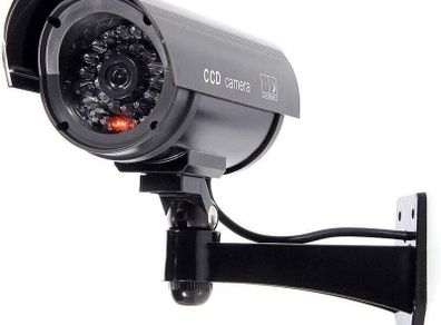 Outdoor Indoor Fake Dummy Imitation CCTV Security Camera with Blinking Flashing Light Bullet Shape Black