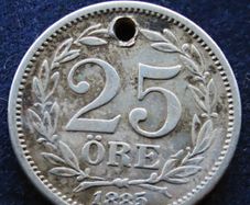 1885 EB Sweden 25 Ore Silver antique coin
