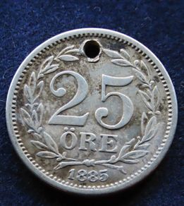 1885 EB Sweden 25 Ore Silver antique coin