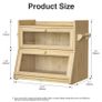 Brand New Natural Bamboo 2-Tier Bread Box Food-Safe Easy-Clean Visual Window Image 4